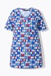 T-shirt motif chiffres, col en V et manches courtes, coupe évasée