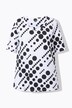 T-shirt en coton Pima, col rond et manches courtes, coupe évasée et imprimé pois