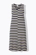 Robe midi, rayures, col en V, sans manches, coton bio