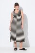 Robe midi, rayures, col en V, sans manches, coton bio