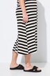Robe midi, rayures, col en V, sans manches, coton bio