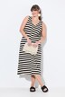 Robe midi, rayures, col en V, sans manches, coton bio