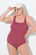 Maillot de bain, bonnets souples et décolleté carré, matière texturée petits carreaux