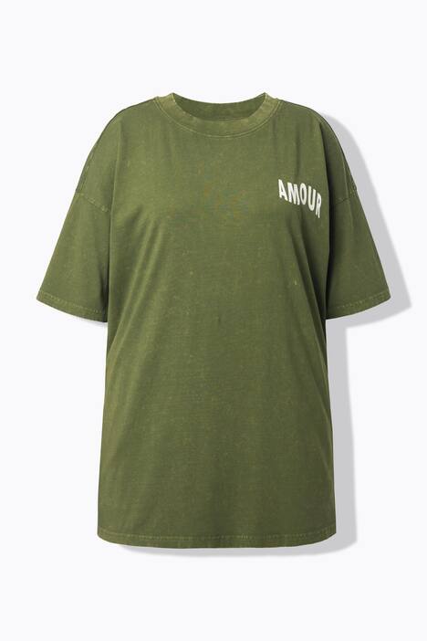 Oversize-skjorte, syrevasket, AMOUR-ryggtrykk