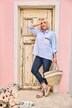 Blouse met strepen, sweet, A-lijn, overhemdkraag, lange mouw