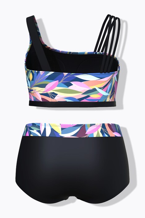 Split Strap Leaf Print Bikini Set