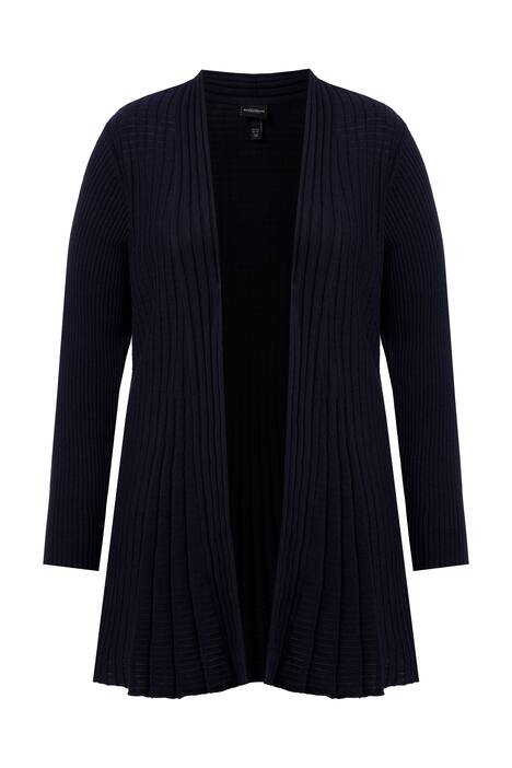 Plisovaný rozepínací svetr, A střih, šálový límec, dlouhé rukávy