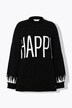 Pullover, HAPPY-statement, lange ballonærmer