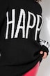 Pullover, HAPPY-statement, lange ballonærmer