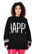 Svetr, nápis HAPPY, dlouhé balónové rukávy