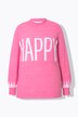 HAPPY inscription sweater with large balloon sleeves