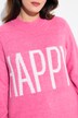 HAPPY inscription sweater with large balloon sleeves