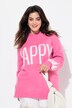 HAPPY inscription sweater with large balloon sleeves