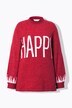 HAPPY inscription sweater with large balloon sleeves
