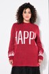 HAPPY inscription sweater with large balloon sleeves