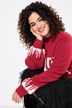HAPPY inscription sweater with large balloon sleeves