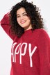 HAPPY inscription sweater with large balloon sleeves