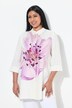 Linnen blouse, bloemen, A-lijn, overhemdkraag, 3/4-mouwen
