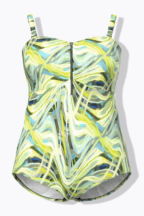 Abstract Wave Zip Front Swimsuit