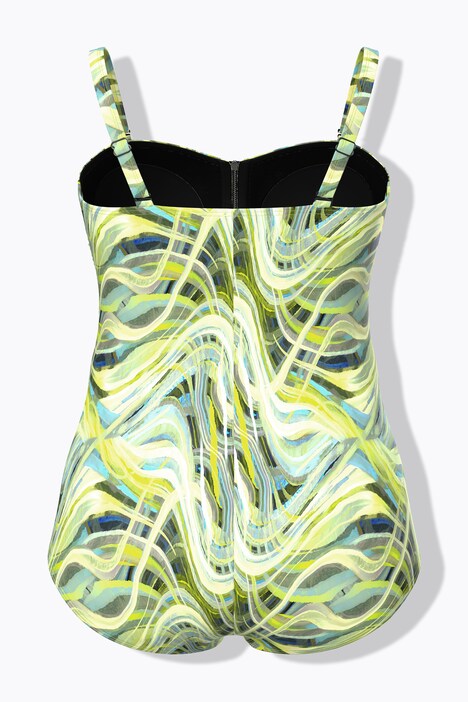 Abstract Wave Zip Front Swimsuit