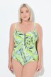Maillot de bain à bonnets souples, fermeture zippée et motif vagues