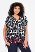 Blouse, boten, oversized, V-hals, halve mouwen