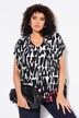 Blouse, boten, oversized, V-hals, halve mouwen