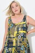 Robe midi sans manches, décolleté rond et coupe évasée, motif jungle