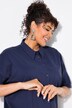 Popeline blouse, boxy, overhemdkraag, halve mouw
