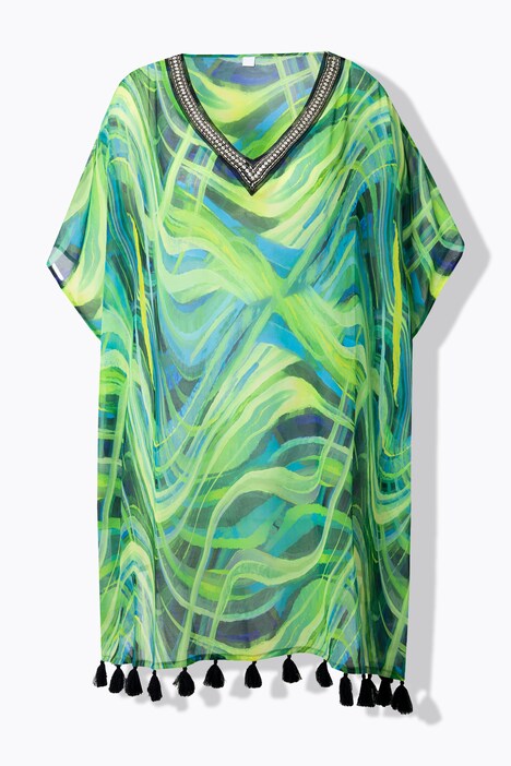 Abstract Wave Print Chiffon Dress