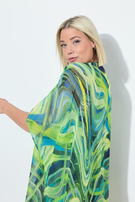 Abstract Wave Print Chiffon Dress
