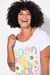 T-skjorte, blomstret/statement-motiv, halvermet