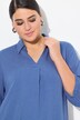 Tunique en lin mélangé. Coupe évasée. Col chemise et manches 3/4