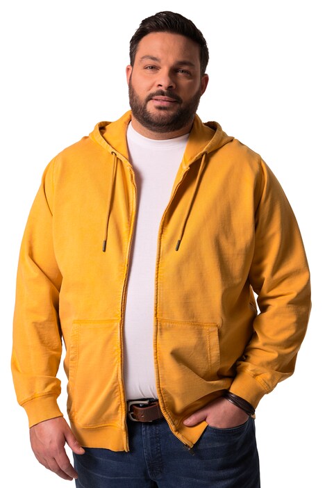 Bunda s kapucí Men+, tepláková, kapuce, potisk, vintage vzhled, do 8XL