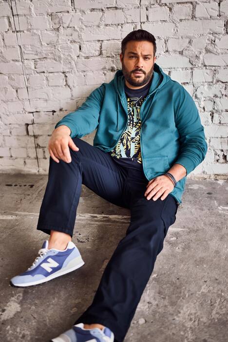 Men+ hættejakke, sweat, hætte, print, vintage Look, op til 8XL