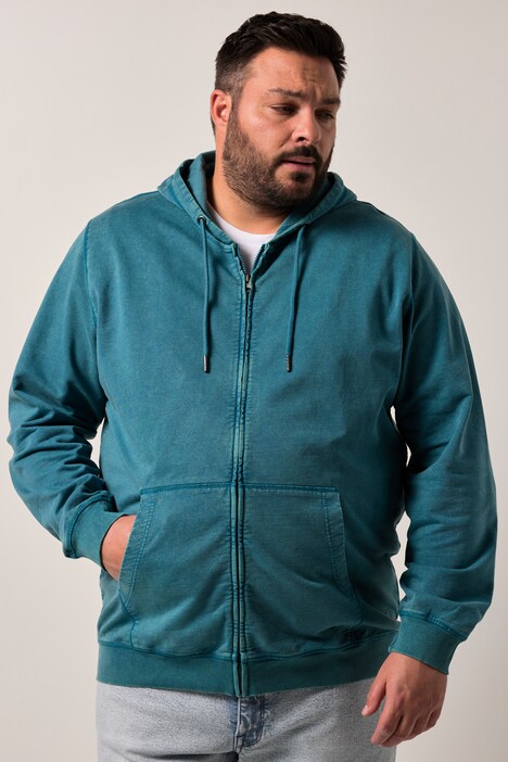 Bunda s kapucí Men+, tepláková, kapuce, potisk, vintage vzhled, do 8XL