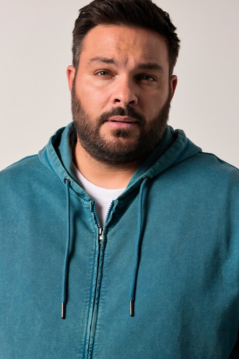 Bunda s kapucí Men+, tepláková, kapuce, potisk, vintage vzhled, do 8XL