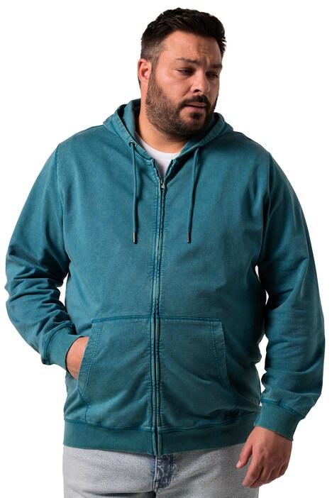 Bunda s kapucí Men+, tepláková, kapuce, potisk, vintage vzhled, do 8XL