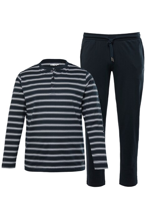 Pyžamo Men+, břišní střih, dvojdílné, henley s dlouhými rukávy, dlouhé kalhoty, Modern střih, do 8XL