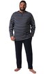 Pyžamo Men+, břišní střih, dvojdílné, henley s dlouhými rukávy, dlouhé kalhoty, Modern střih, do 8XL
