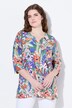 Bluse i linblanding, A-linjeformet, tunikaformet utringning, 3/4 ermer