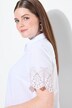 Chemisier, palmiers, col chemise, manches courtes, coton biologique