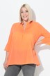 Blouse, sierplooi, A-lijn, tuniekhals, 3/4-volantmouwen