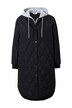 Prošívaný kabát, rovný střih, vsadka s kapucí