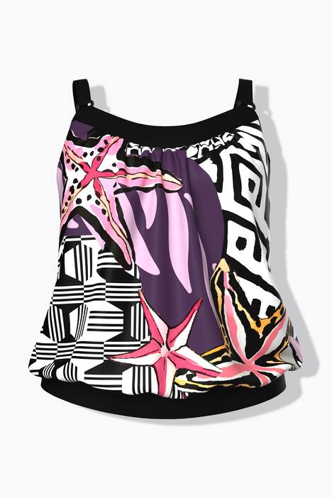 Tankini, patchprint, zachte cups, verstelbare schouderbandjes