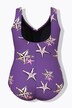 Maillot de bain à bonnets souples, décolleté en V, motif étoiles de mer