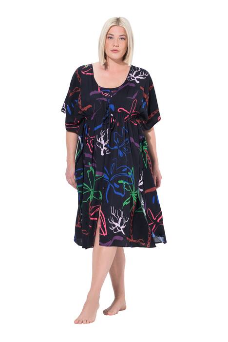 Kaftan, plážový vzor, výstřih do V, krátké rukávy