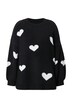 Svetr, oversize, vzore HEARTS, dlouhé balónové rukávy