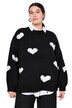 Svetr, oversize, vzore HEARTS, dlouhé balónové rukávy