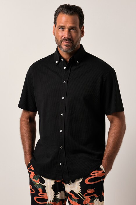 JP1880 Seersucker-Hemd, Jersey-Qualität, Halbarm, Buttondown-Kragen, Modern Fit, bis 8 XL